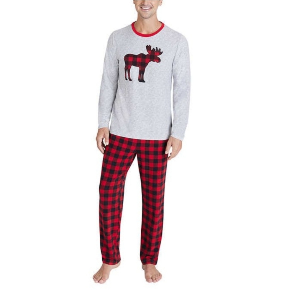 NEW Eddie Bauer Men's Holiday Family 2 Piece Sleep Set Size 2XL.Gray Red Black